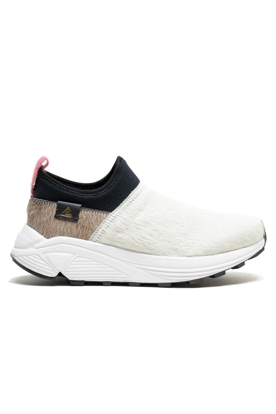Virno Ivory Beige Black Monte Sport Stretch Fabric Pull On Sneaker Size 37 / 7